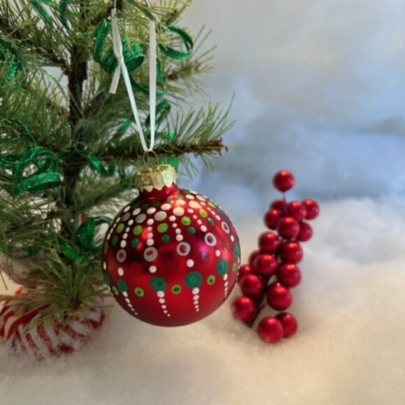 Unique Hand Painted & Sealed Christmas Ornament, glass SET of 2 - Picture 2 of 3